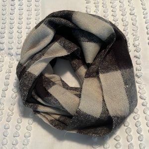 Ann Taylor LOFT Black and Tan Buffalo Check Plaid Infinity Scarf